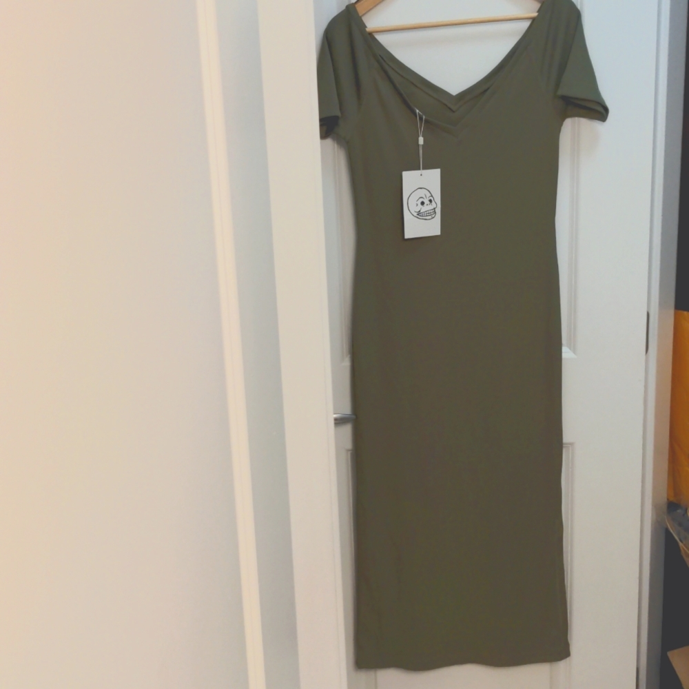 Maxi Off the Shoulder Olive Green NWT by Cheap Monday from Stockholm